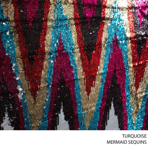 SEQUINCE MERMAID FABRIC 140CM TURQUOISE ROLL ROLL 001