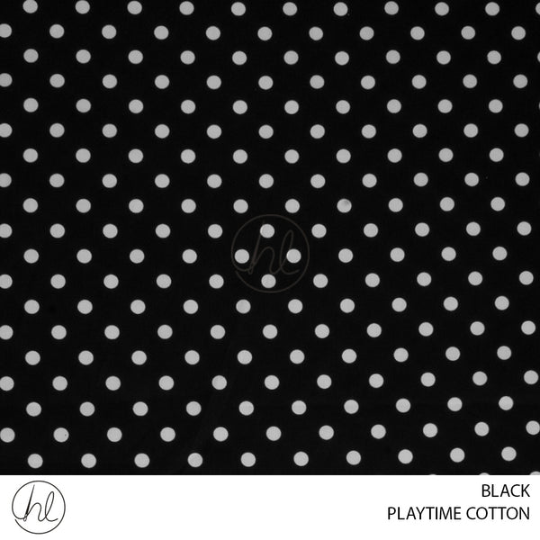 PLAYTIME COTTON 334 (POLKA DOT) (BLACK) (150CM WIDE) PER M