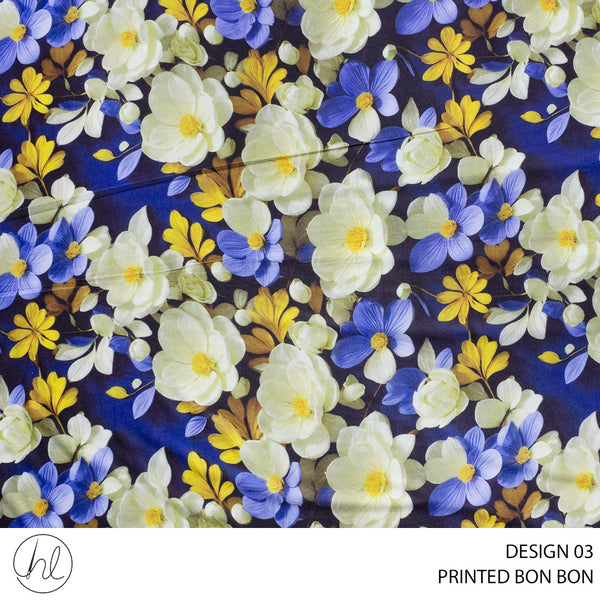 BON BON PRINTED FABRIC 150CM 100641 PURPLE ROLL ROLL 001