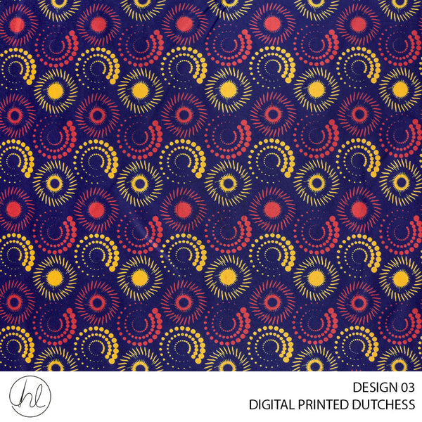 Digital Printed Dutchess Satin (55) Light Navy (Design 03) (150cm) Per M