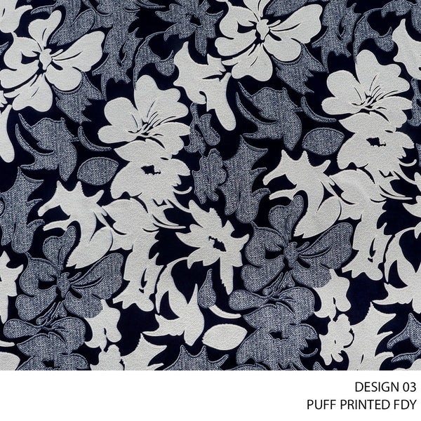 FDY PRT PUFF FABRIC 150CM NAVY ROLL ROLL 011