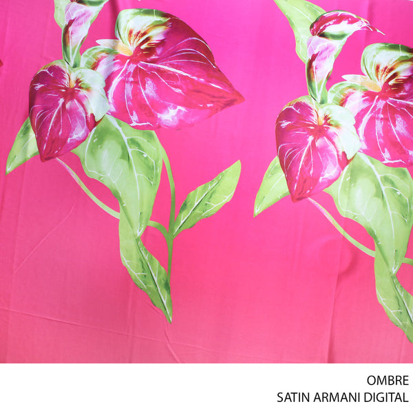 SATIN ARMANI DIGITAL LEAF FABRIC 150CM OMBRE ROLL ROLL 001