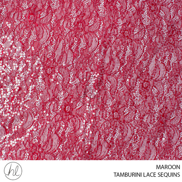 TAMBURINI LACE SEQUINS (32) MAROON (140CM) PER M
