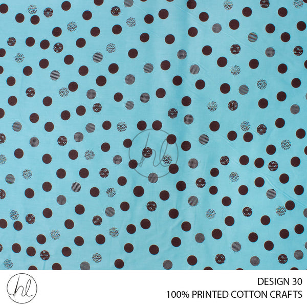 COTTON CRAFT POLKA DOT PRINTED FABRIC AQUA ROLL ROLL 001