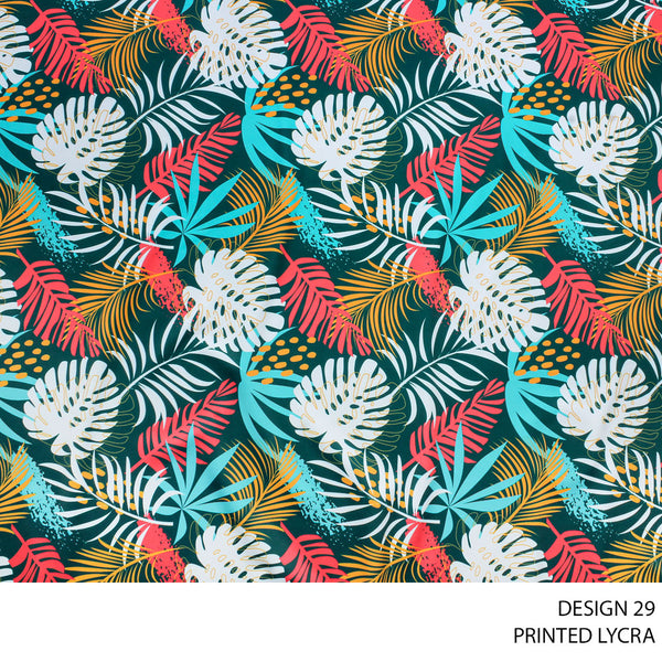 LYCRA PRINT FABRIC 150CM BOTTLE GREEN ROLL ROLL 001