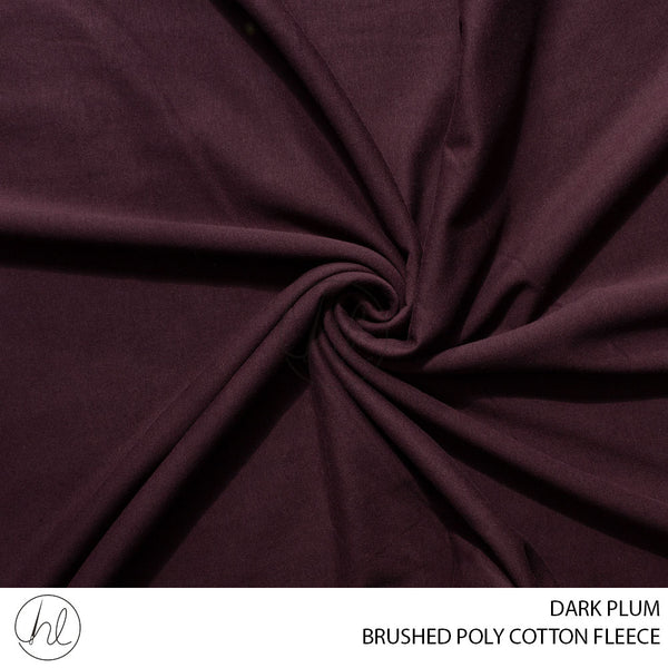 BRUSHED POLY COTTON FLEECE (51) DARK PLUM (150CM) PER M