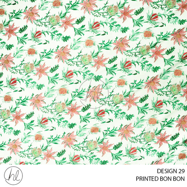 Printed Bon Bon (56) Lime (Design 34) (150cm) Per M