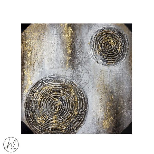 PAINTING CANVAS 550 80x80 (GOLD AND GREY CIRCLE) ABY-4470