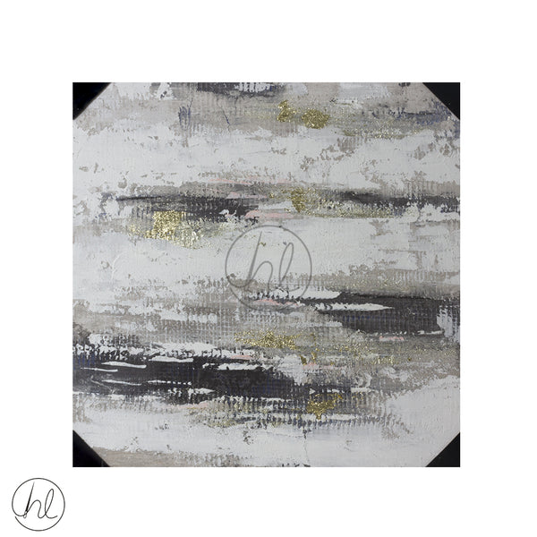 PAINTING CANVAS 550 80x80 (GREY, WHITE, GOLD WITH PEACH)ABY-4472