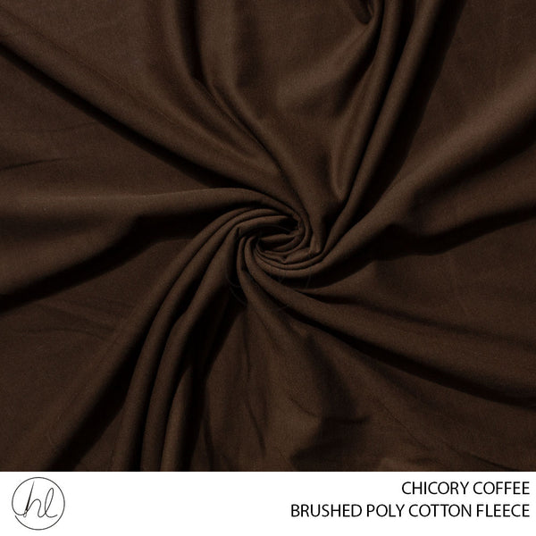 BRUSHED POLY COTTON FLEECE (51) CHICORY COFFEE (150CM) PER M