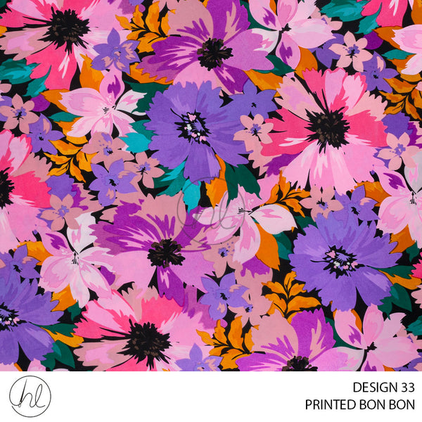 Printed Bon Bon (56) Multi (Design 33) (150cm) Per M