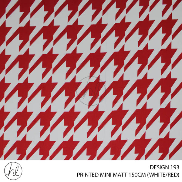PRINTED MINI MATT (DESIGN 193) (150CM) (PER M) (WHITE/RED)