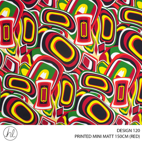 PRINTED MINI MATT (DESIGN 120) (CIRCLES) (150CM) (PER M) (RED)