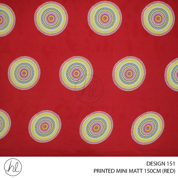 PRINTED MINI MATT (DESIGN 151) (150CM) (PER M) (RED)