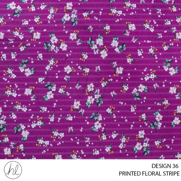 Printed Floral Stripe (51) Purple (Design 36) (150cm) Per M