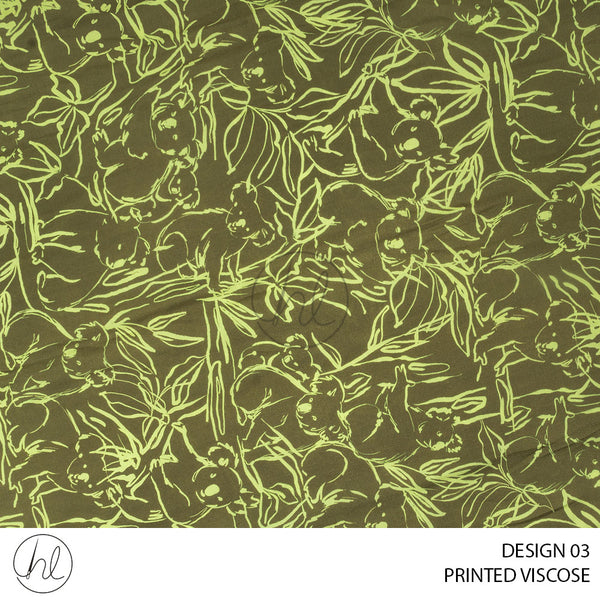 Printed Viscose Calix (51) Green (Design 03) (150cm) Per M