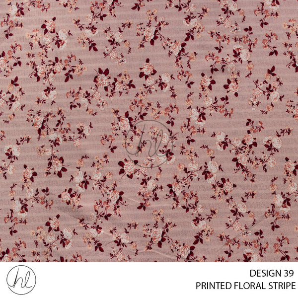 Printed Floral Stripe (51) Dusty Pink (Design 39) (150cm) Per M