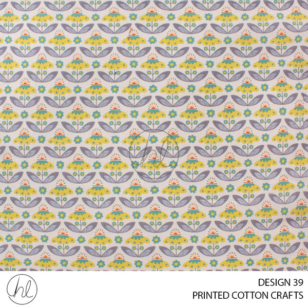 COTON CRAFT FLOWER PRINTED FABRIC BEIGE ROLL ROLL 001