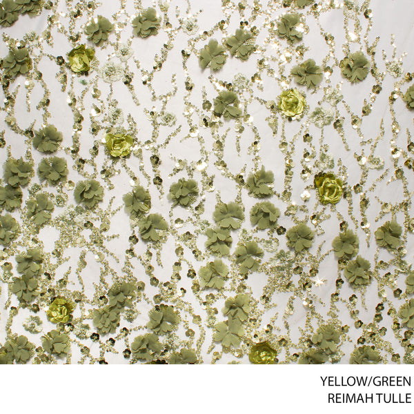 REIMAH FABRIC 140CM YELLOW/GRN ROLL ROLL 001