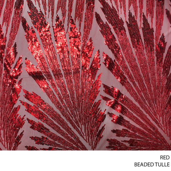 TULLE BEADED RED ROLL ROLL 001