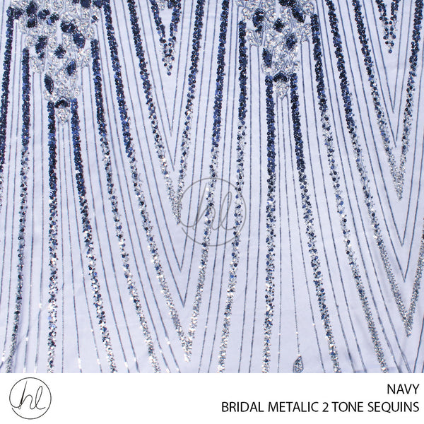 BRIDAL  METALLIC 2 TONE SEQUINS (781) NAVY (120CM) PER M
