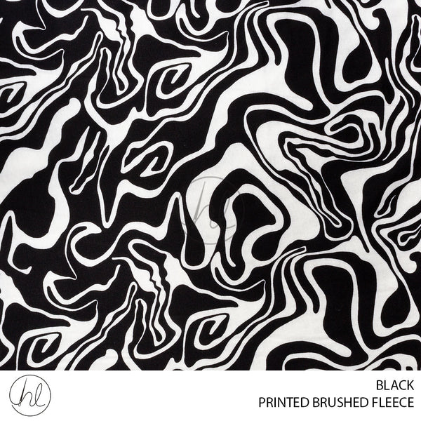 Printed Brushed Fleece (56) Black (150cm) Per M