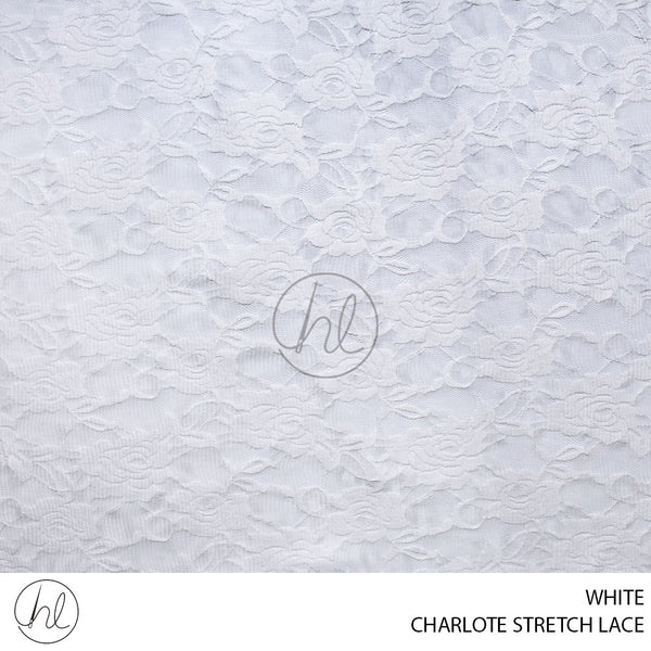 CHARLOTE STRETCH LACE (55) WHITE (150CM) PER M