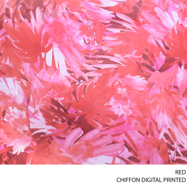 CHIFFON DIGITAL PRINTED FARBIC 150CM RED ROLL ROLL 001