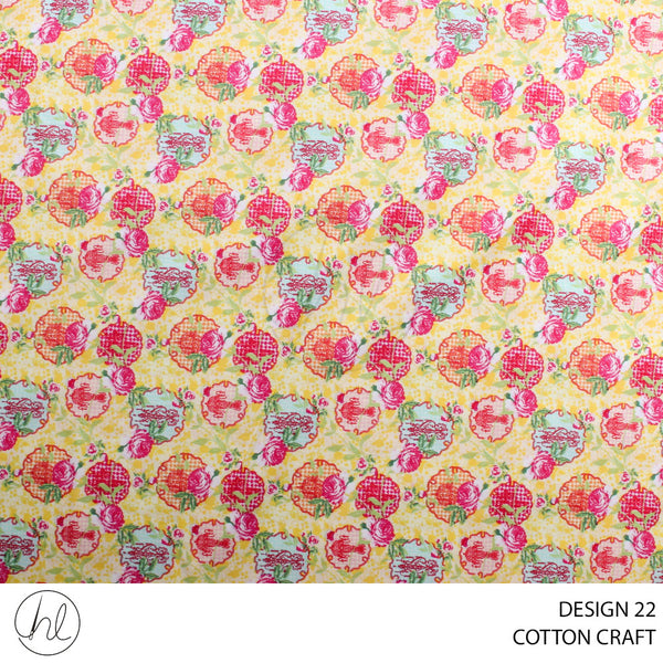 COTTON CRAFT OEKO-TEX PRINTED FABRIC STANDARD YELLOW ROLL ROLL 001