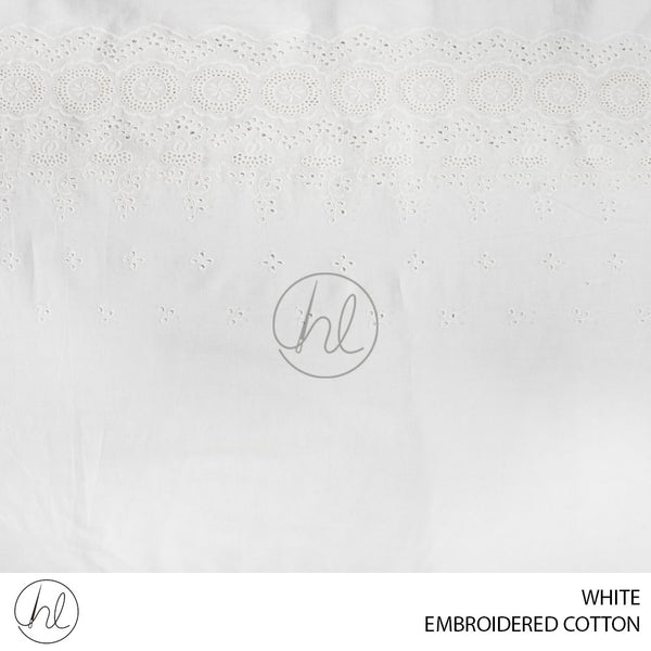 Embroidered Cotton (51) White (Design 04) (140cm) Per M