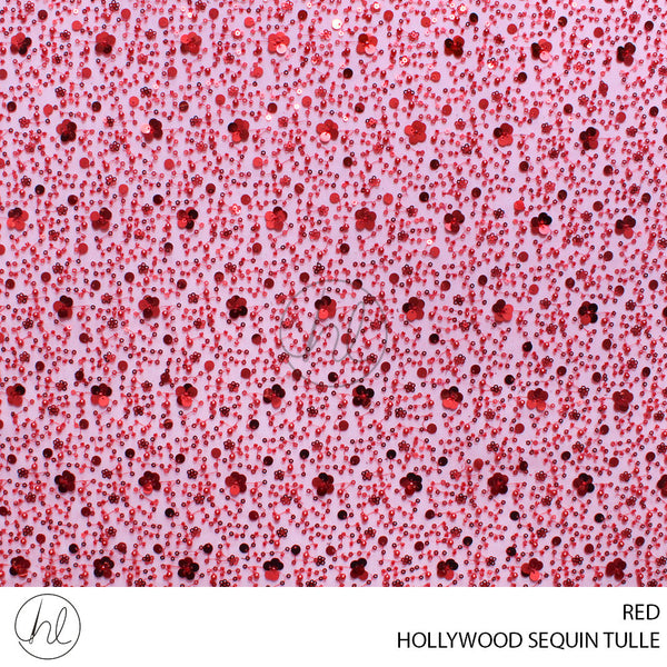 HOLLYWOOD SEQUIN TULLE (781) RED (130CM) PER M