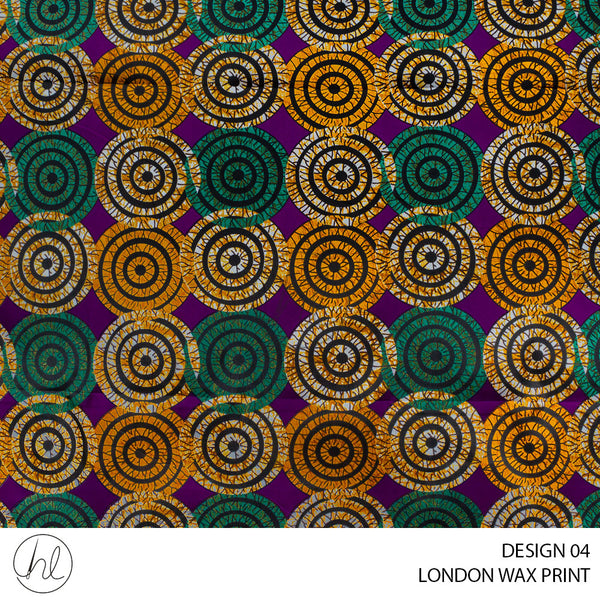 London Wax Print (55) Purple (Design 04) (110cm) Per M