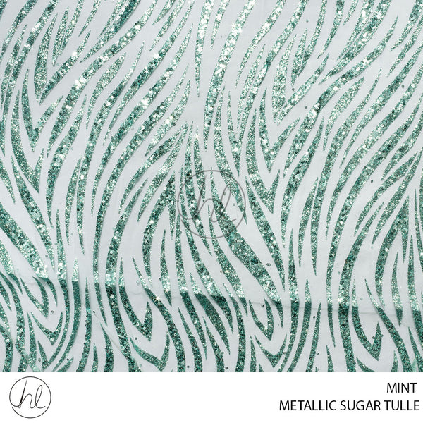 Metallic Sugar Tulle (53) Mint  (140cm) Per M