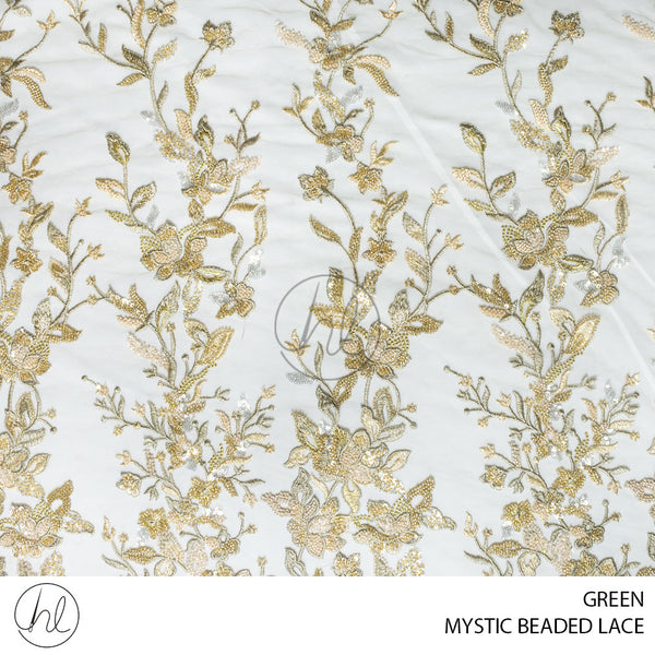Mystic Beaded Lace (53) Green (125cm) Per M
