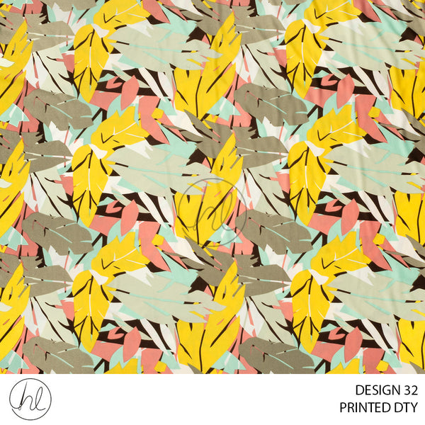 DTY Printed (53) Yellow (Design 32) (150cm) Per M