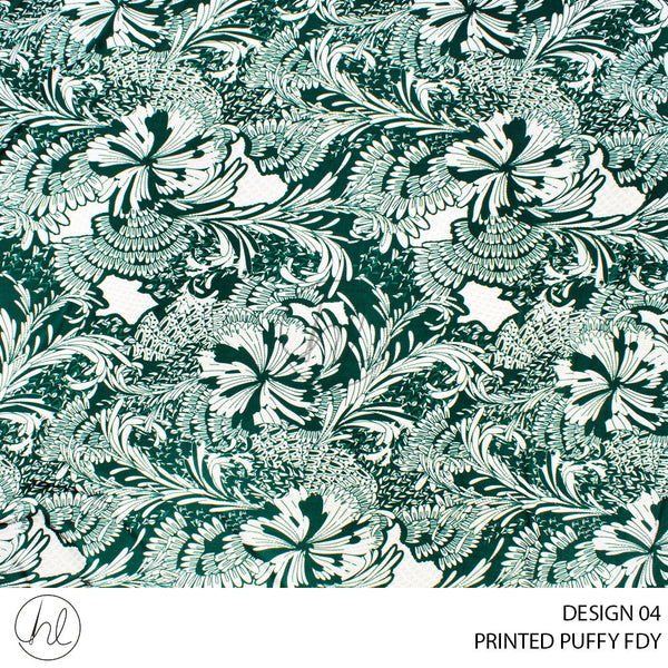 PRINTED PUFFY FDY (781) FOREST GREEN (150CM) PER M