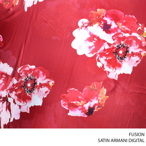 SATIN ARMANI DIGITAL FLORAL FABRIC 150CM FUSION ROLL ROLL 001