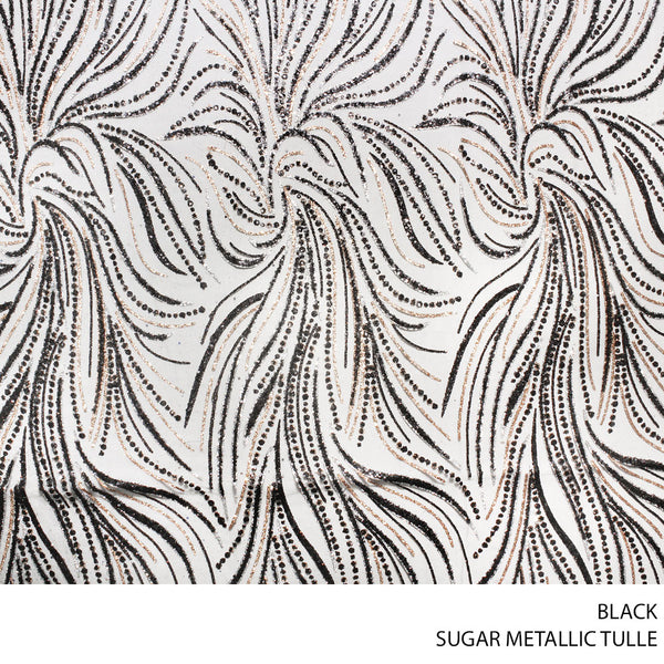 TULLE SUGAR MTLC MULTI FABRIC 140CM BLACK ROLL ROLL 001