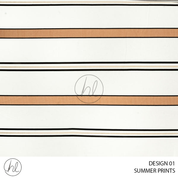 Summer Prints (51) Ivory (Design 01) (150cm) Per M