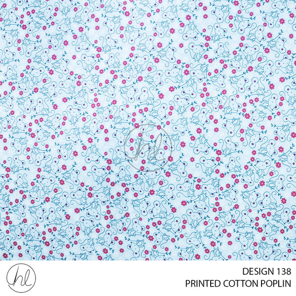 PRINTED COTTON POPLIN (51) BABY BLUE (145CM) PER M