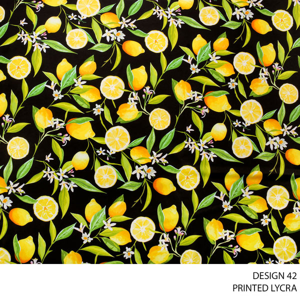 LYCRA PRINT FABRIC 150CM BLACK ROLL ROLL 006