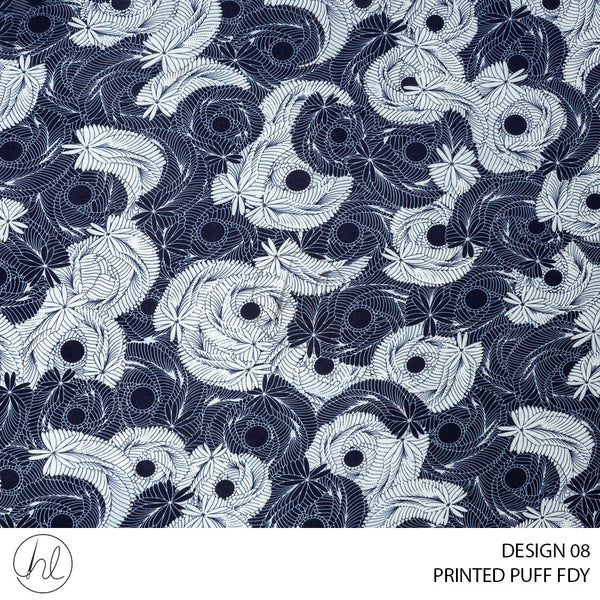 Printed Puff FDY (781) Navy (Design 08) (150cm) Per M