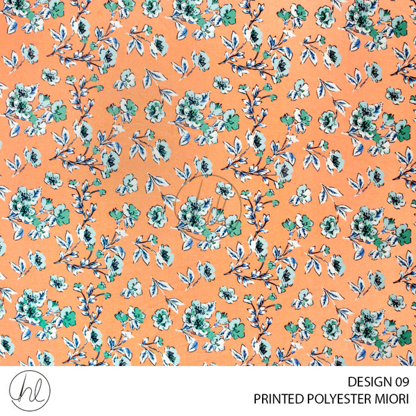 Printed Polyester Caprice (75) Orange (Design 09) (150cm) Per M