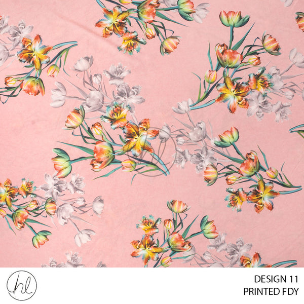 Printed FDY (56) Dusty Pink (Design 11) (150cm) Per M