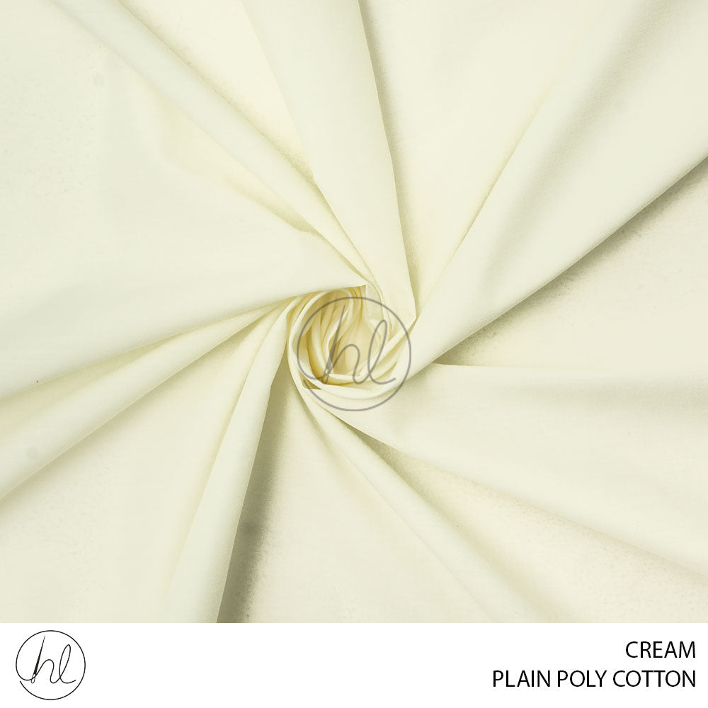 PLAIN POLY COTTON FABRIC 112CM CREAM – Habby And Lace
