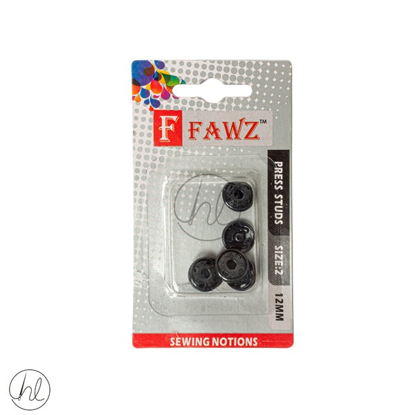 Press Studs Fawz (Size 2)  (Black) (12MM)