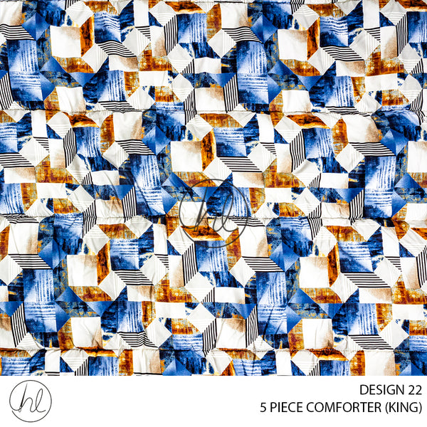 5 PIECE COMFORTER (DESIGN 22) (BLUE/BROWN) (240X260CM)