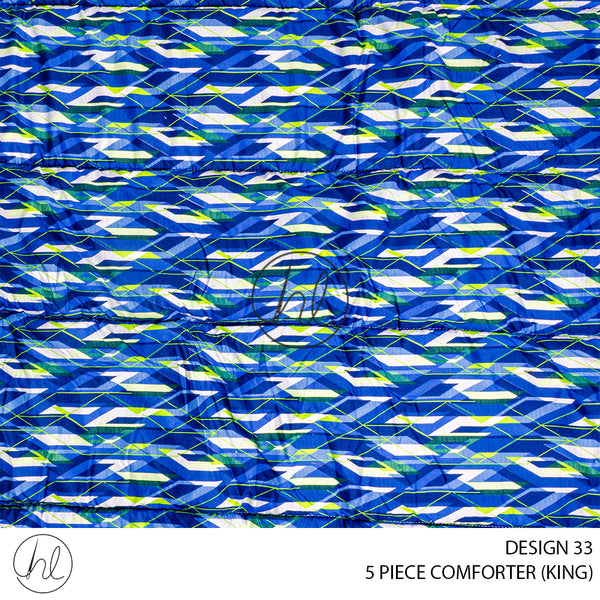 5 PIECE COMFORTER (DESIGN 33) (BLUE/GREEN/WHITE) (240X260CM)