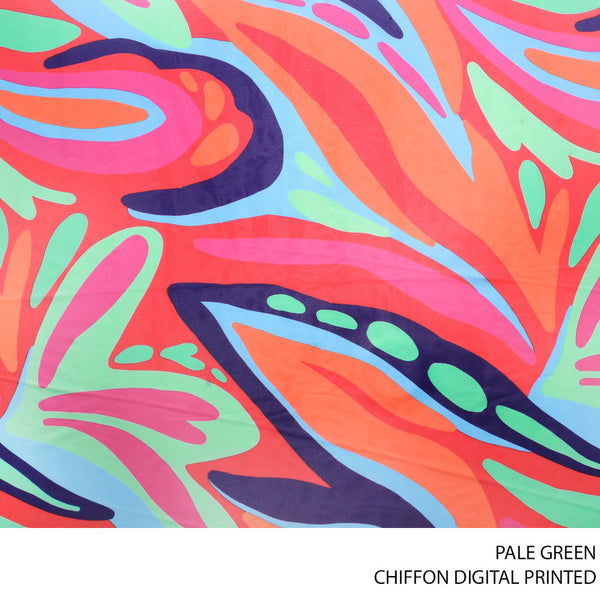 CHIFFON DIGITAL PRINTED FARBIC 150CM PALE GREEN ROLL ROLL 001