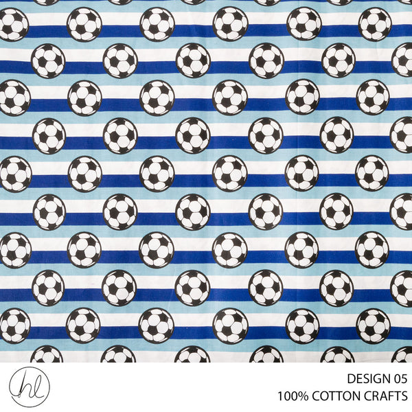 COTTON CRAFTS PRINTED FABRIC SOCCER BALLS BLUE ROLL ROLL 001
